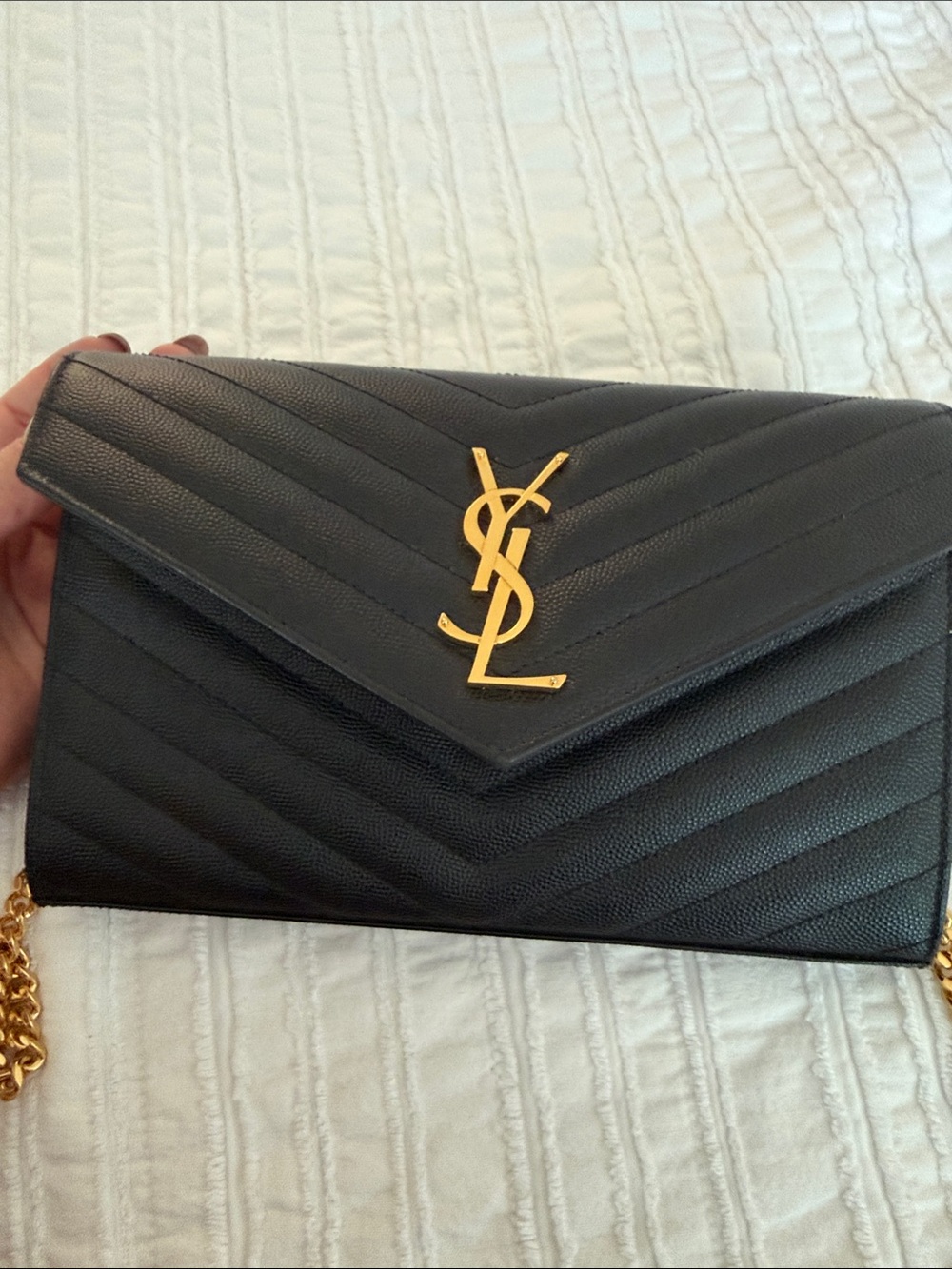 Saint Laurent Black Quilted Leather Crossbody with Gold YSL Hardware - Picture 7 of 8
